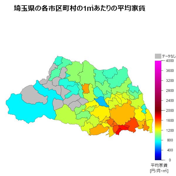 埼玉県の1㎡あたりの平均家賃