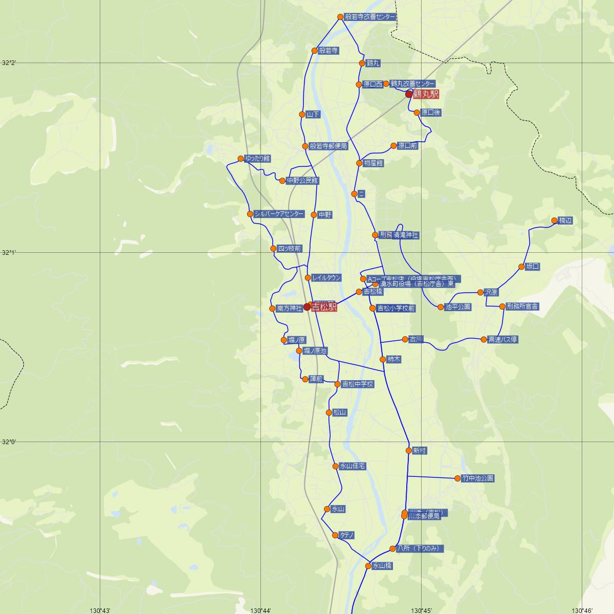 吉松駅（JR九州）周辺のバス路線図