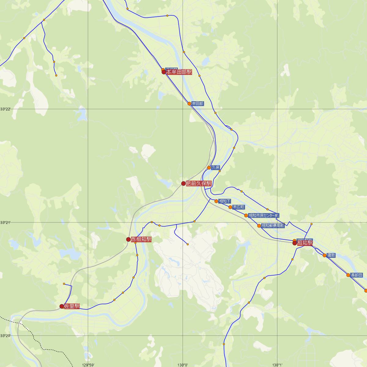 肥前久保駅（JR九州）周辺のバス路線図