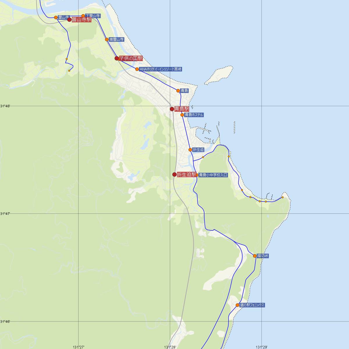 折生迫駅（JR九州）周辺のバス路線図