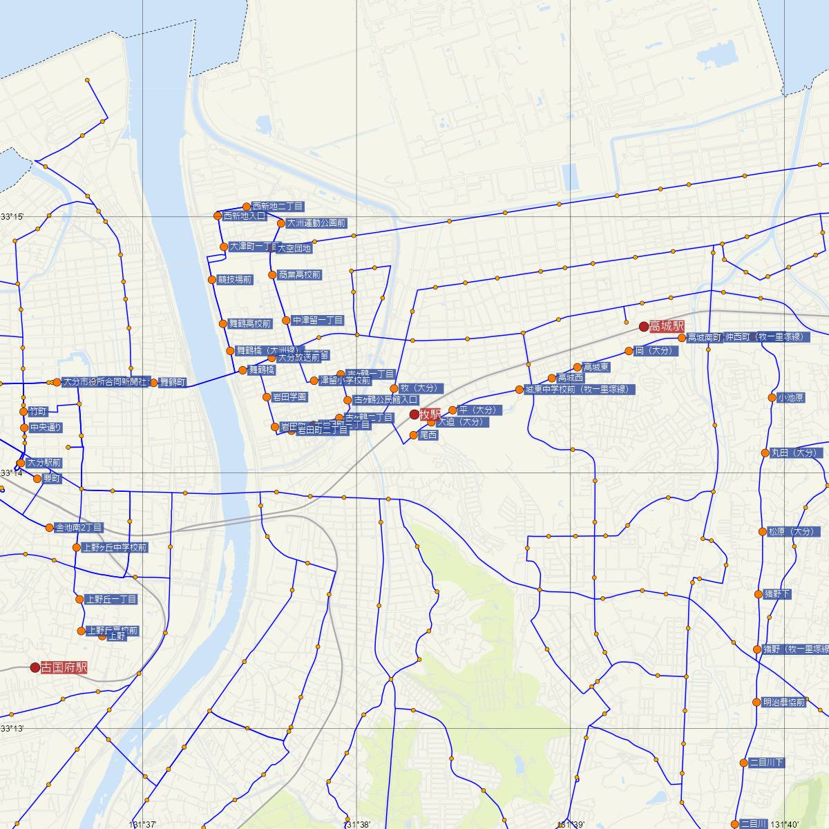 牧駅（JR九州）周辺のバス路線図