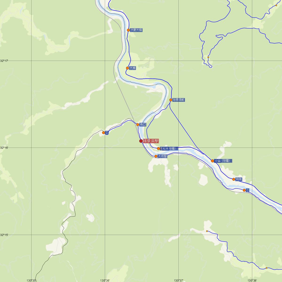 球泉洞駅（JR九州）周辺のバス路線図