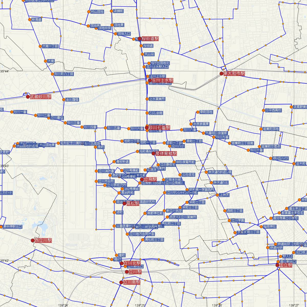 泉体育館駅（多摩都市モノレール）周辺のバス路線図