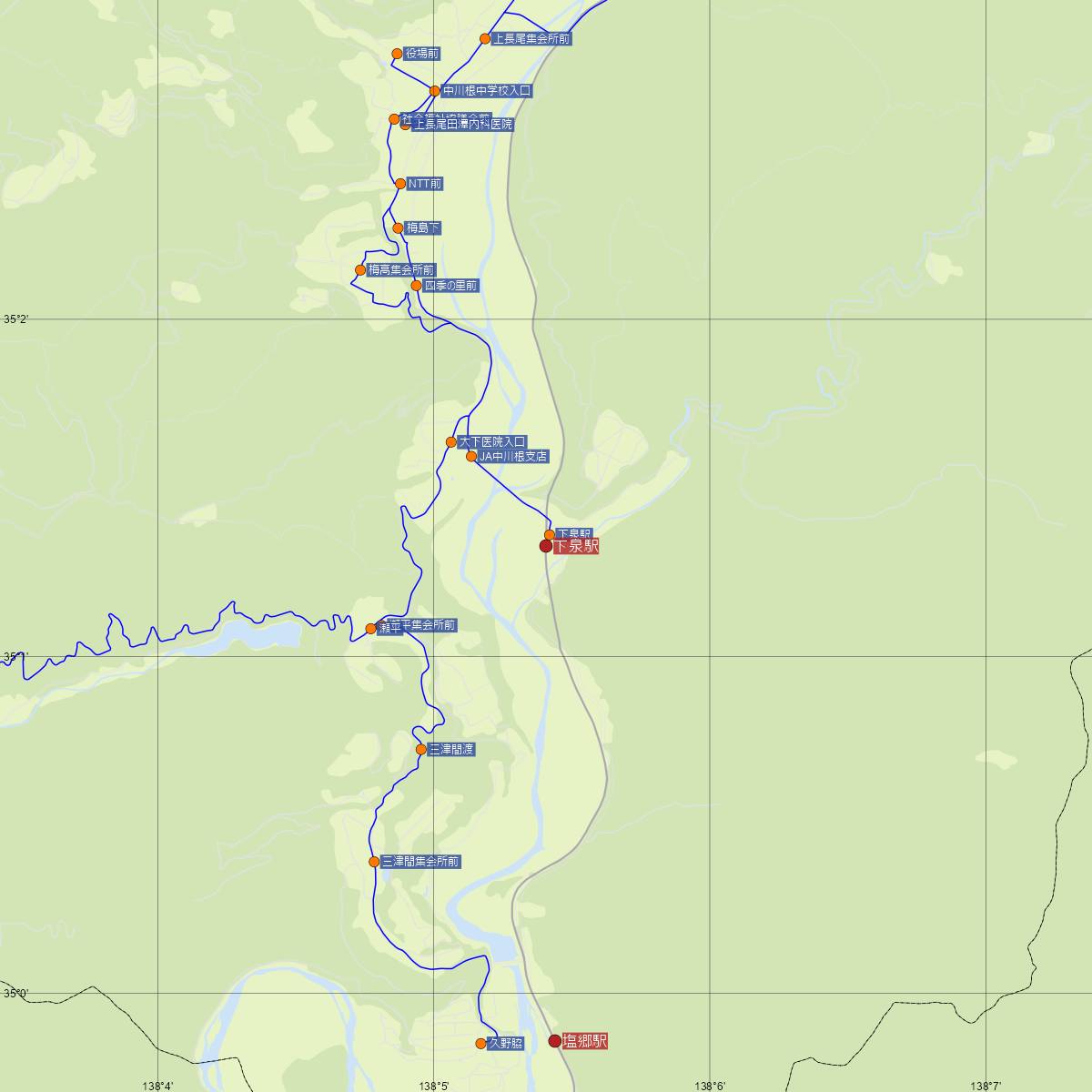 下泉駅（大井川鐵道）周辺のバス路線図