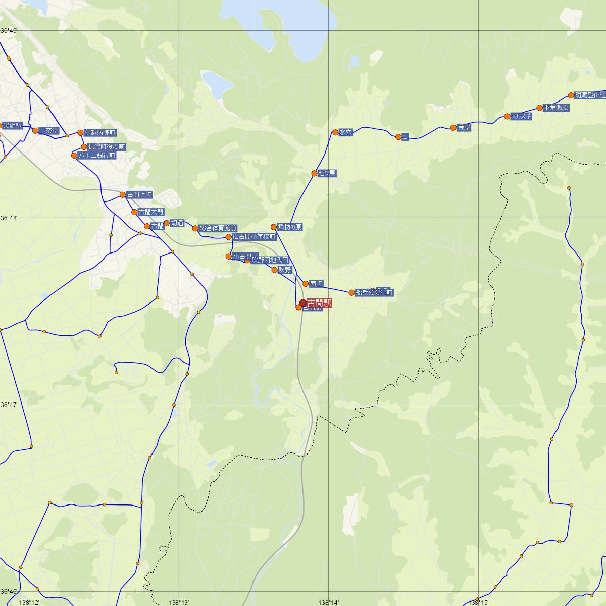 古間駅（しなの鉄道）周辺のバス路線図