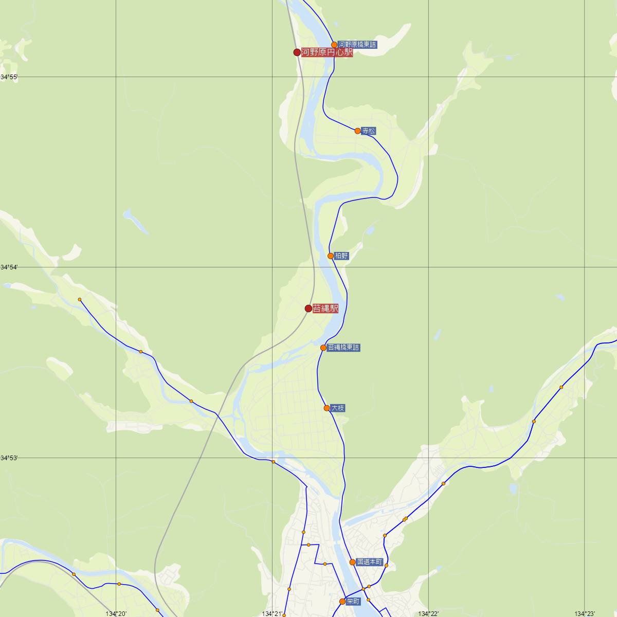 苔縄駅（智頭線）周辺のバス路線図