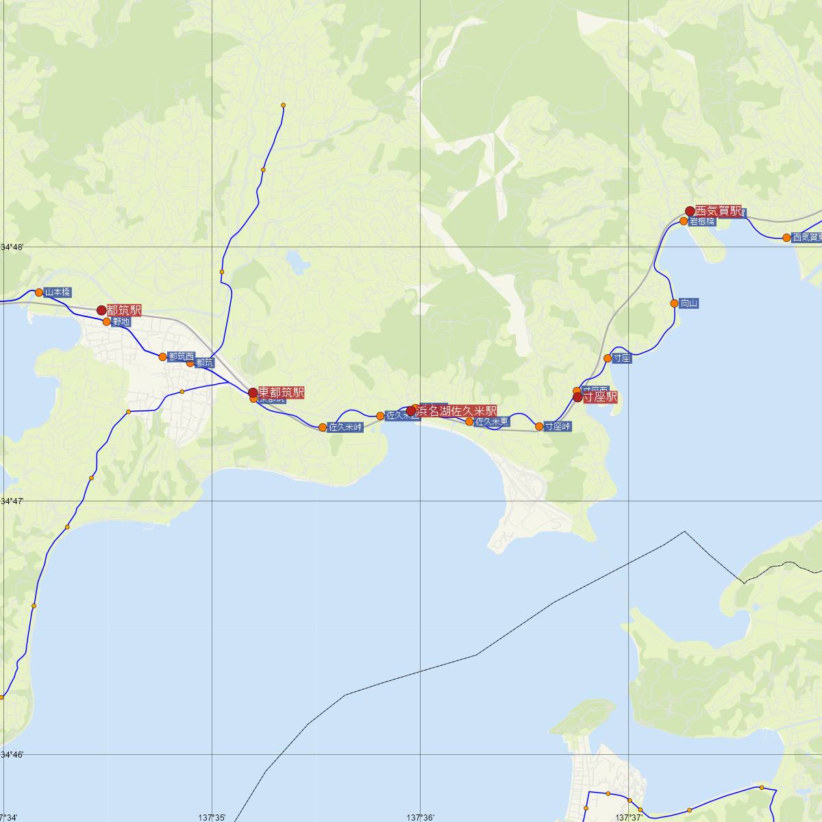 浜名湖佐久米駅（天竜浜名湖鉄道）周辺のバス路線図