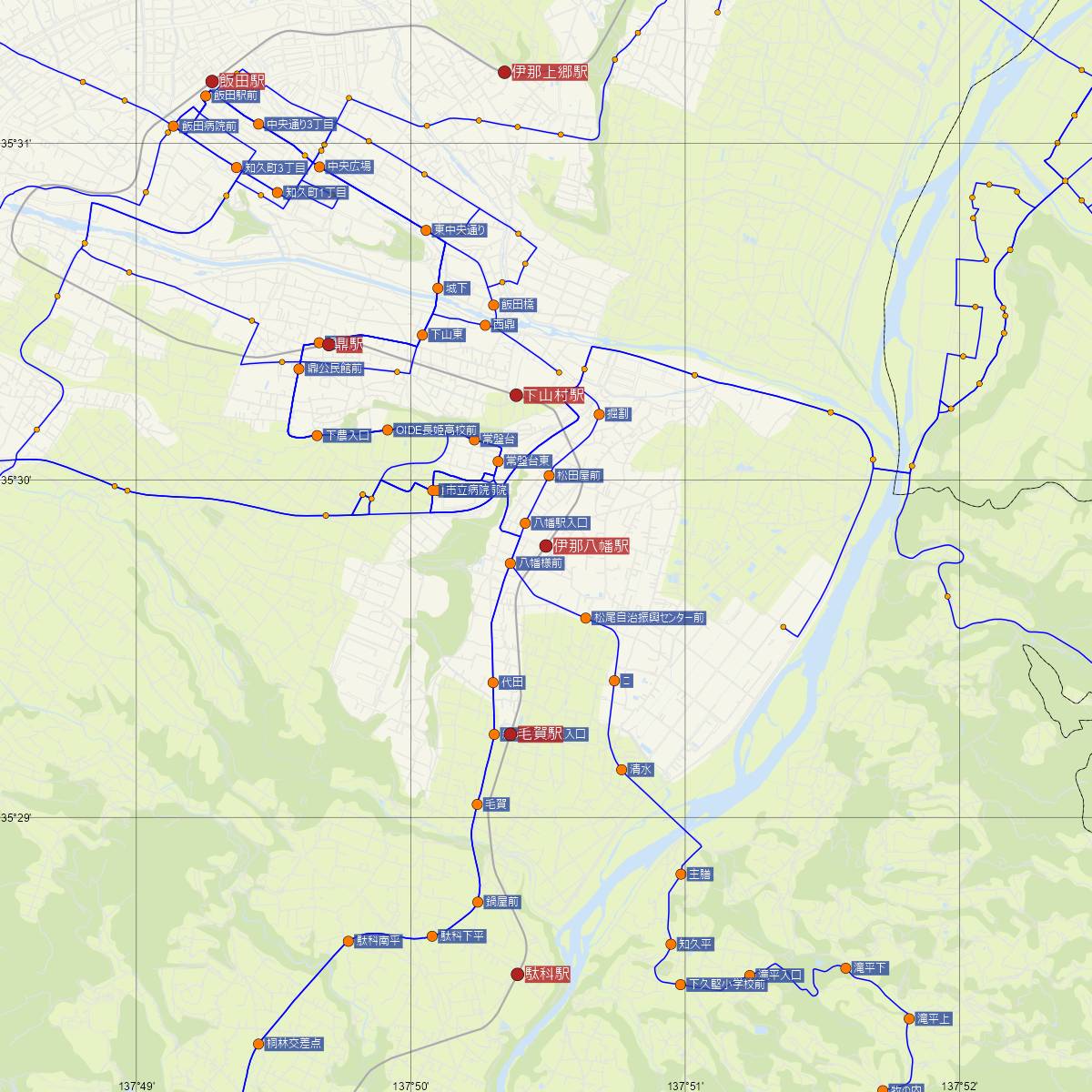 伊那八幡駅（JR東海）周辺のバス路線図