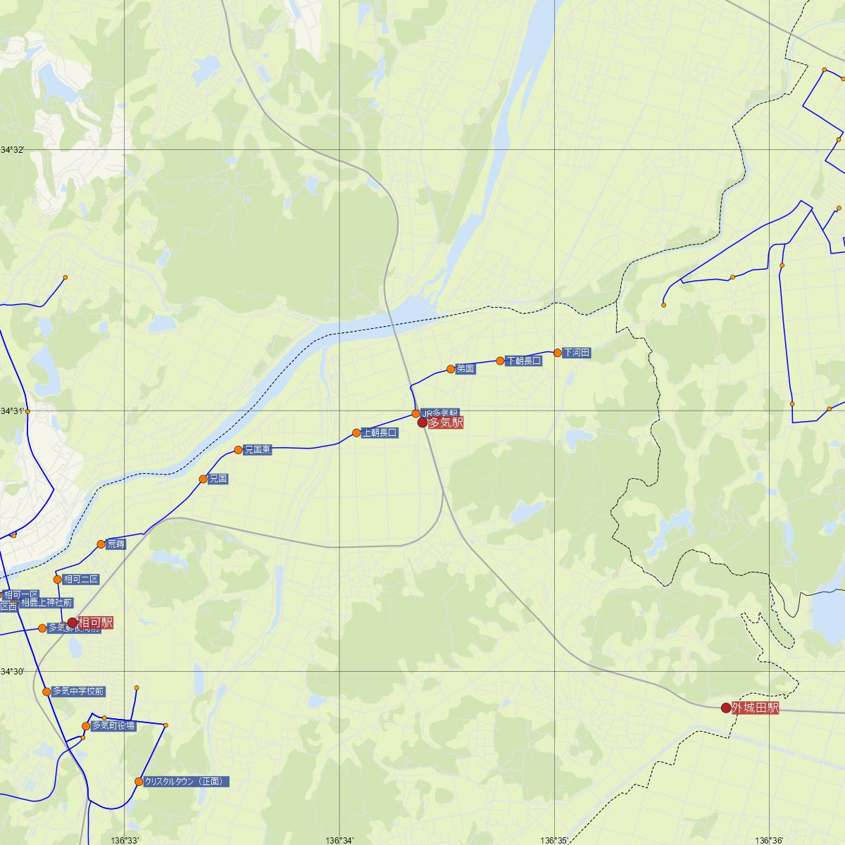多気駅（JR東海）周辺のバス路線図