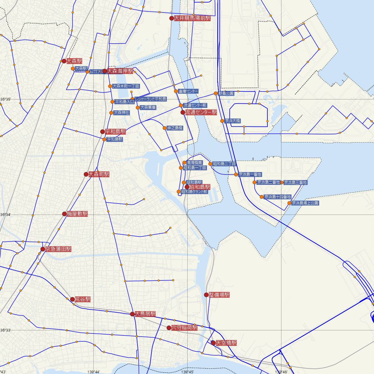 昭和島駅（東京モノレール）周辺のバス路線図