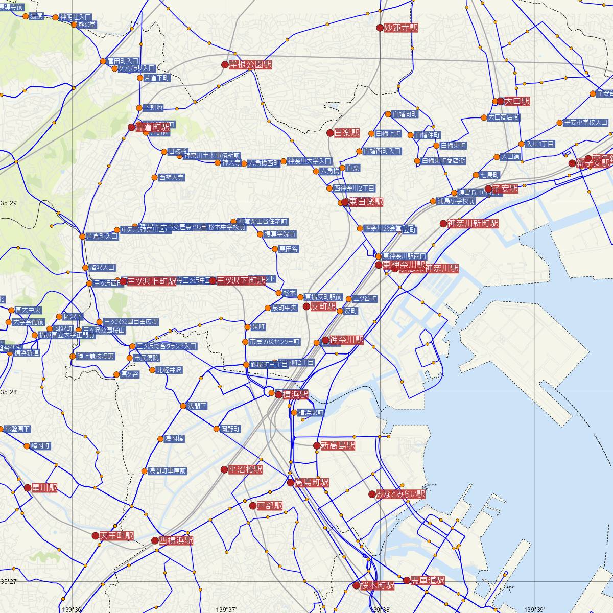 反町駅（東急線）周辺のバス路線図