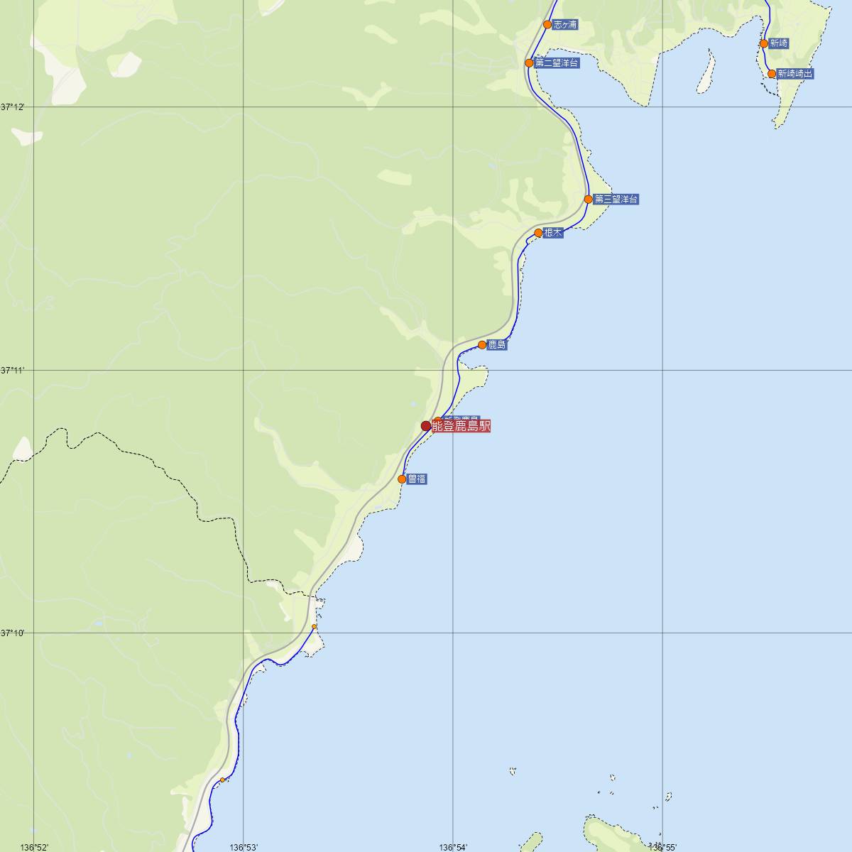 能登鹿島駅（のと鉄道）周辺のバス路線図