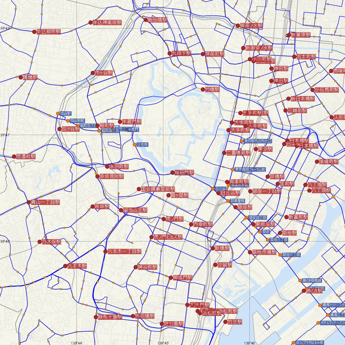 桜田門駅（東京メトロ）周辺のバス路線図
