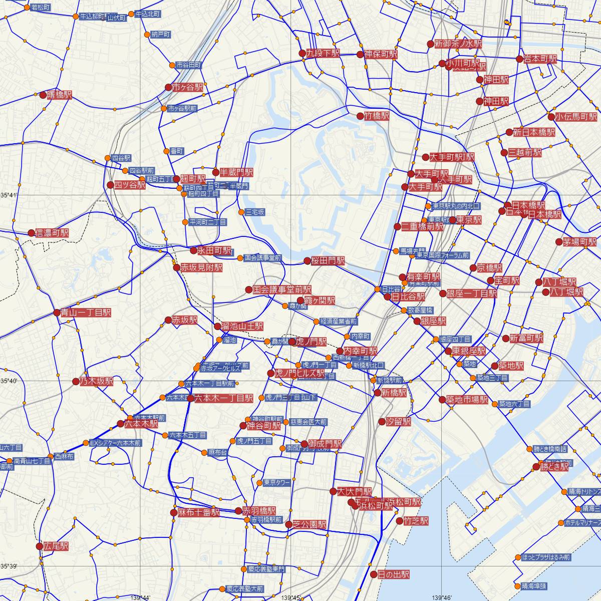 霞ヶ関駅（東京メトロ）周辺のバス路線図