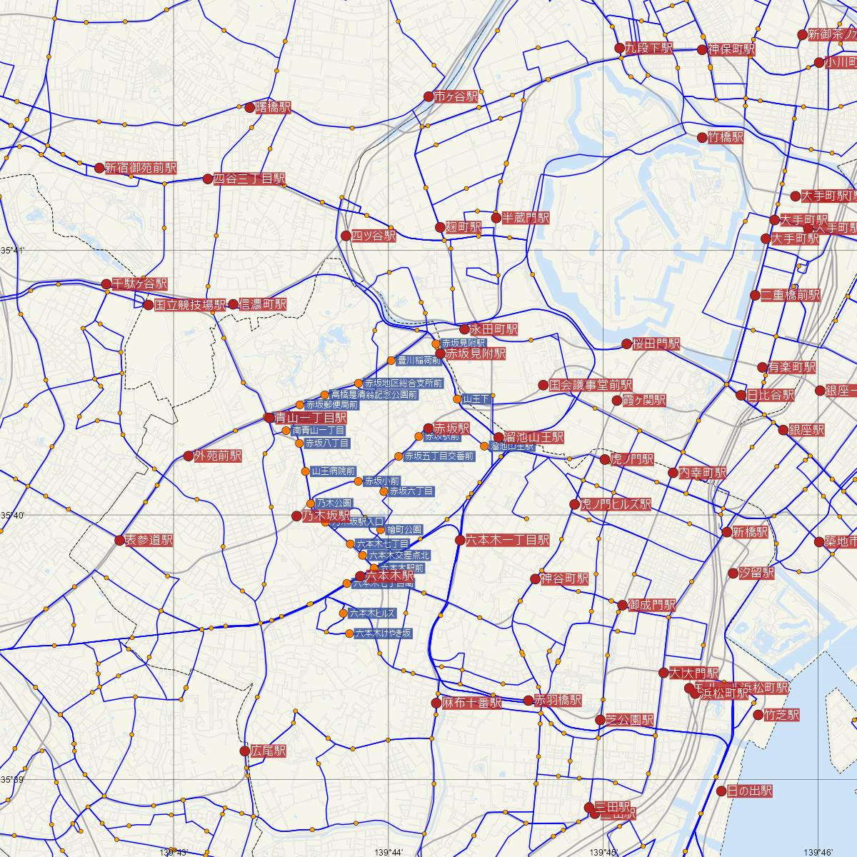 赤坂駅（東京メトロ）周辺のバス路線図