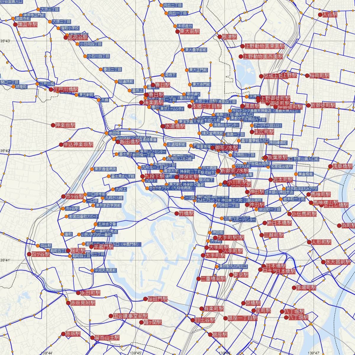 神保町駅（東京メトロ）周辺のバス路線図