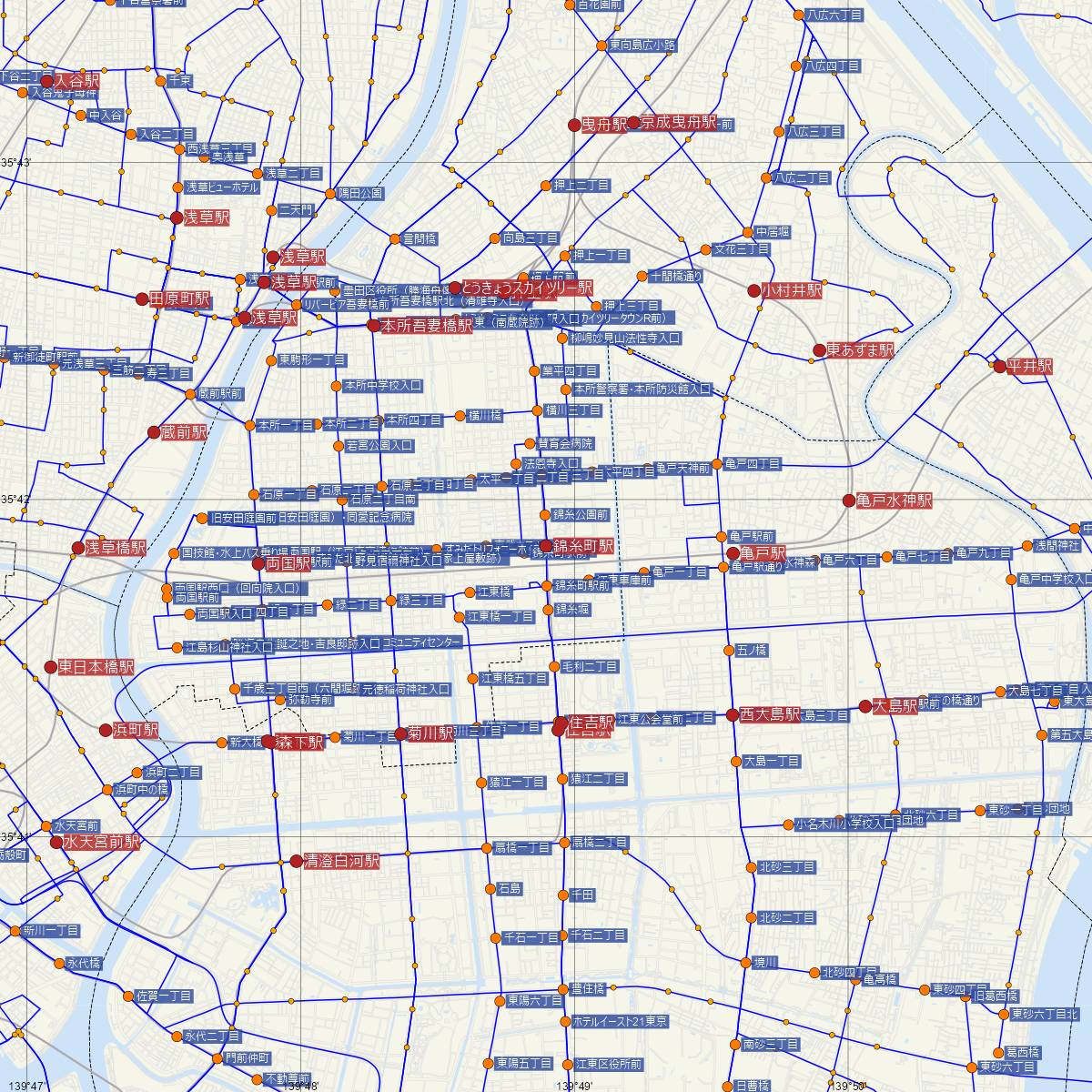 錦糸町駅（東京メトロ）周辺のバス路線図