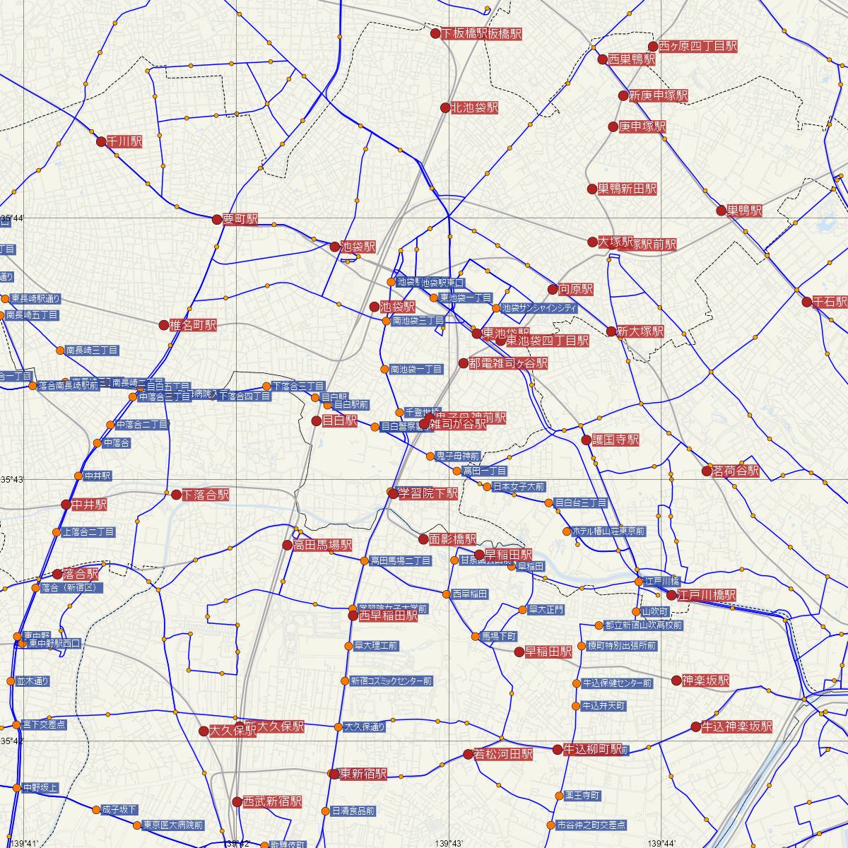 雑司が谷駅（東京メトロ）周辺のバス路線図