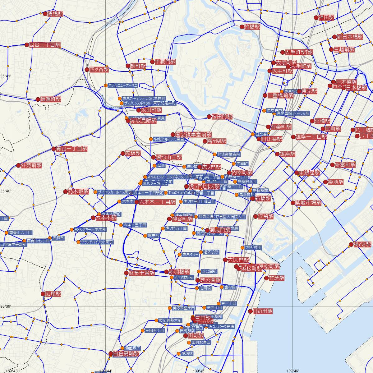 虎ノ門ヒルズ駅（東京メトロ）周辺のバス路線図