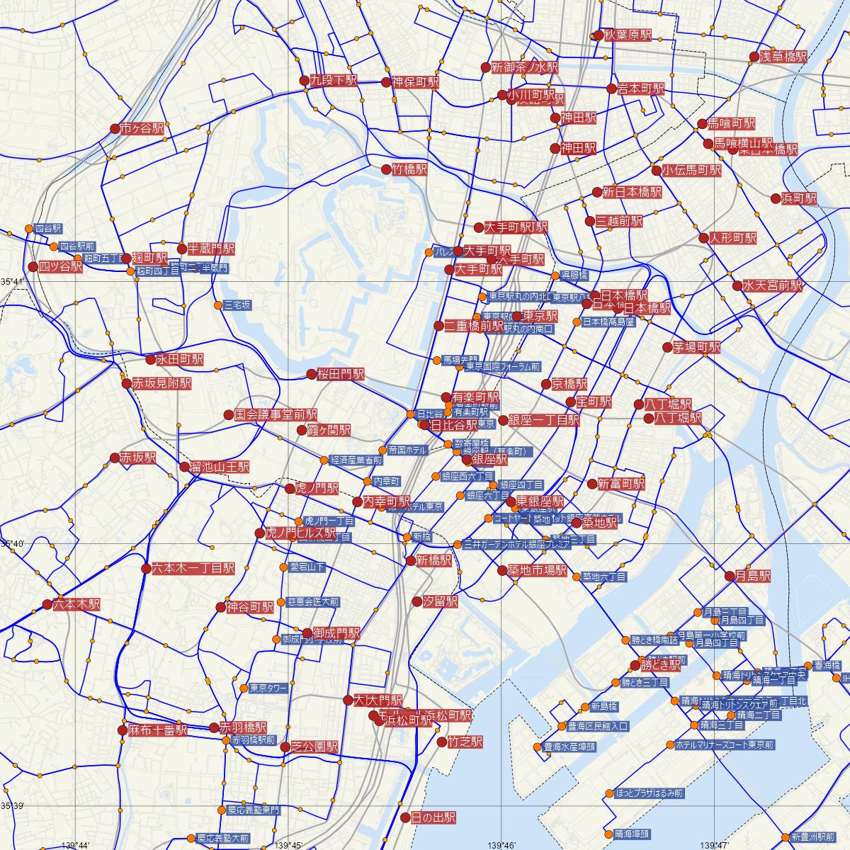 日比谷駅（東京メトロ）周辺のバス路線図