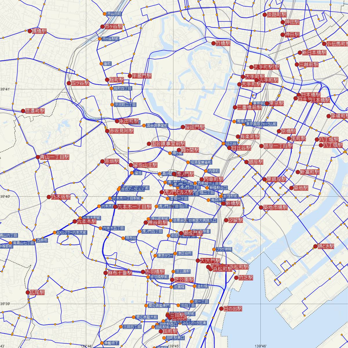 虎ノ門駅（東京メトロ）周辺のバス路線図