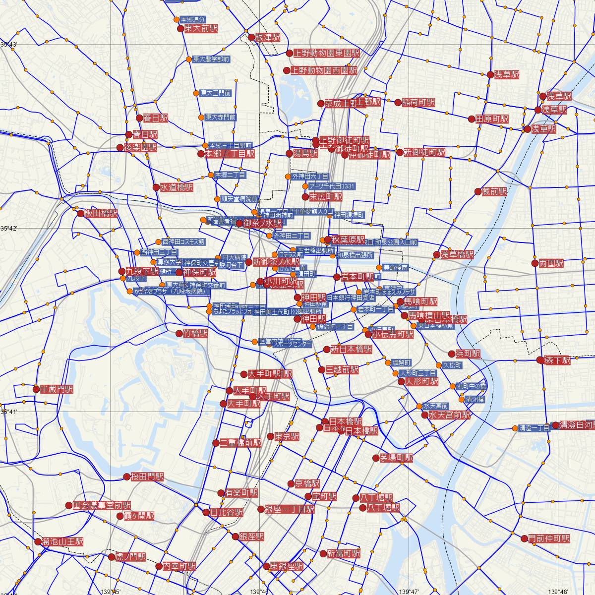 神田駅（東京メトロ）周辺のバス路線図