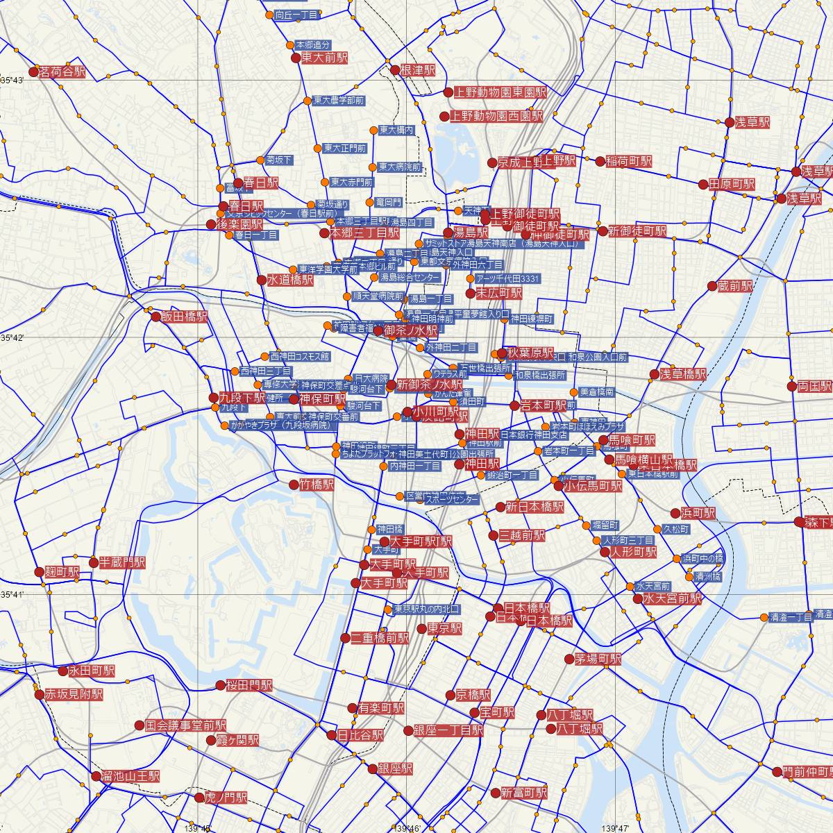 淡路町駅（東京メトロ）周辺のバス路線図