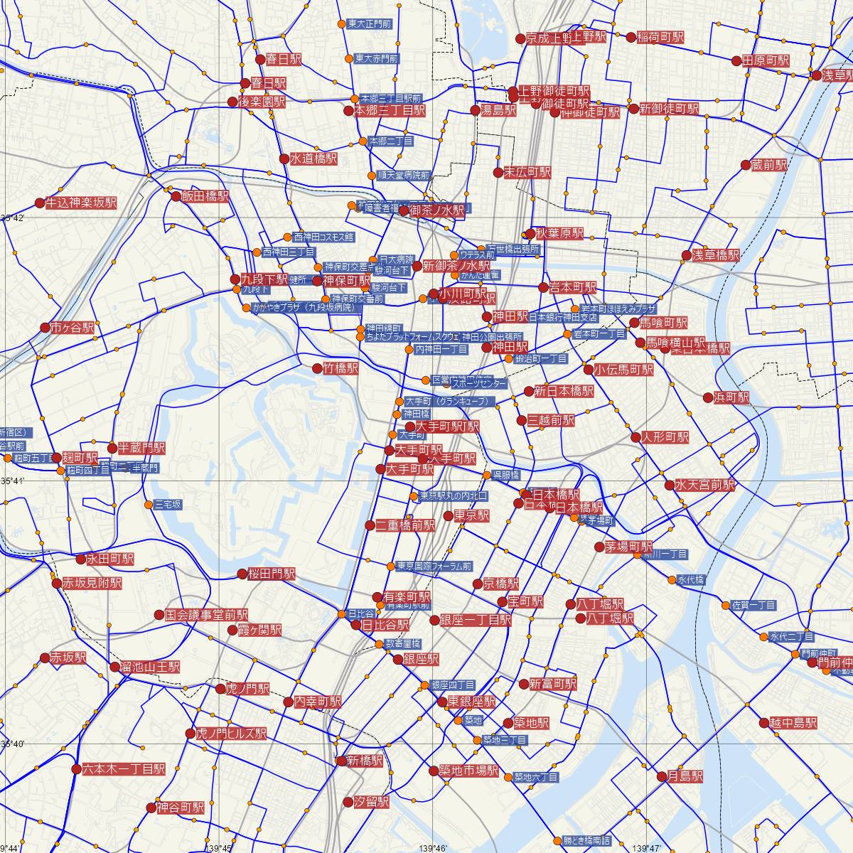 大手町駅（東京メトロ）周辺のバス路線図