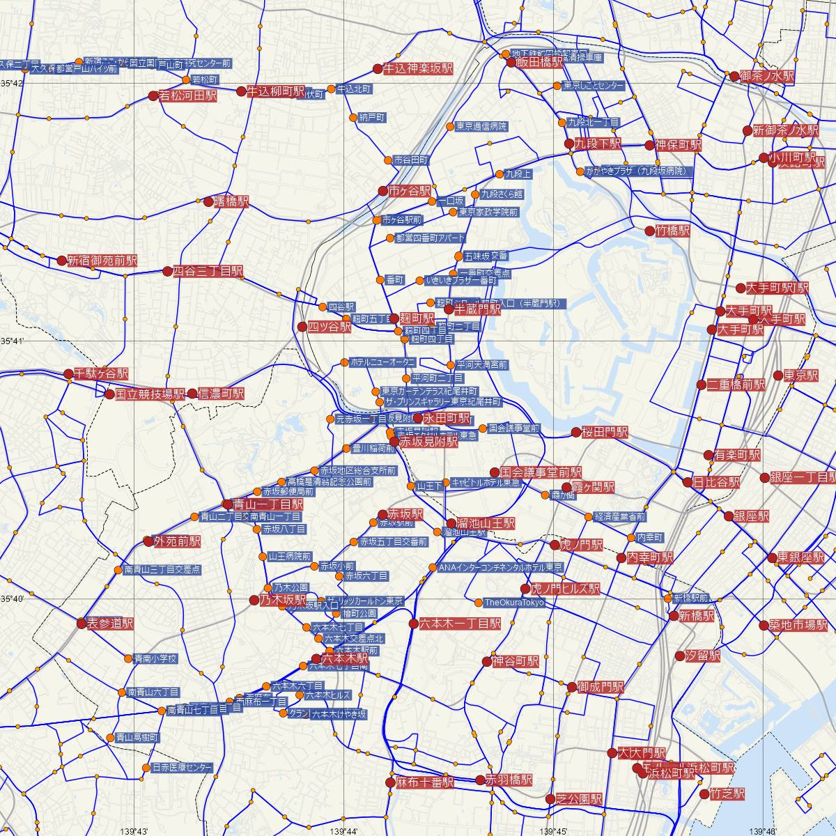 永田町駅（東京メトロ）周辺のバス路線図