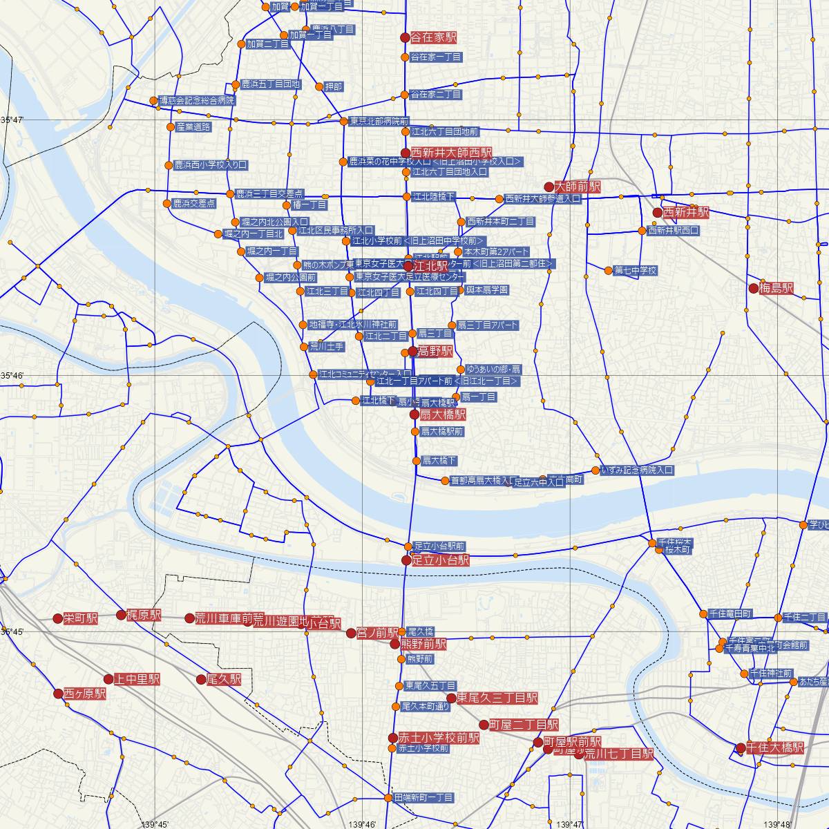 扇大橋駅（都営地下鉄）周辺のバス路線図