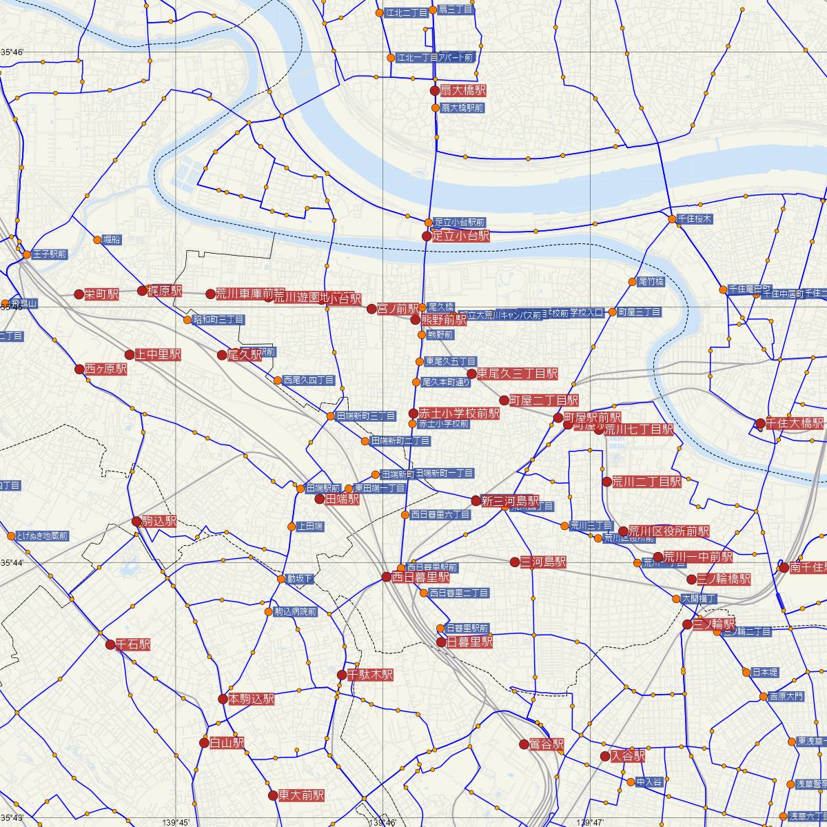 赤土小学校前駅（都営地下鉄）周辺のバス路線図