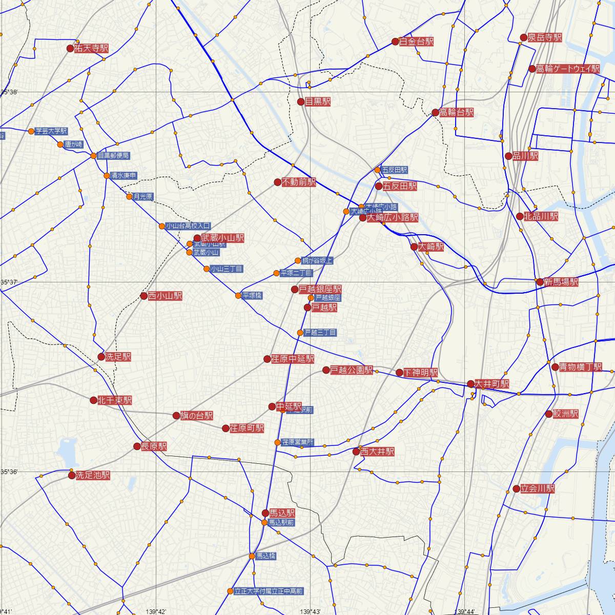 戸越駅（都営地下鉄）周辺のバス路線図