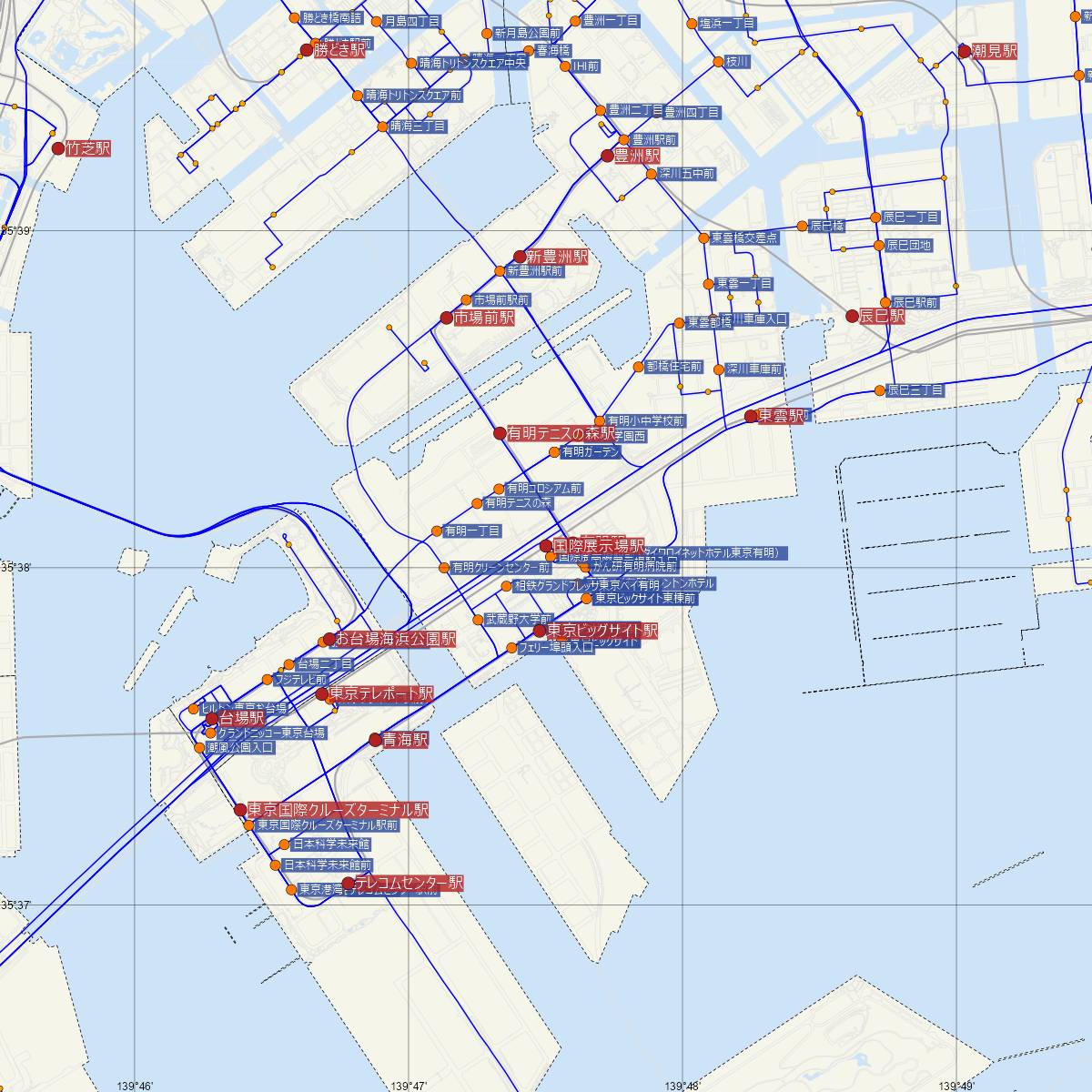 国際展示場駅（りんかい線）周辺のバス路線図