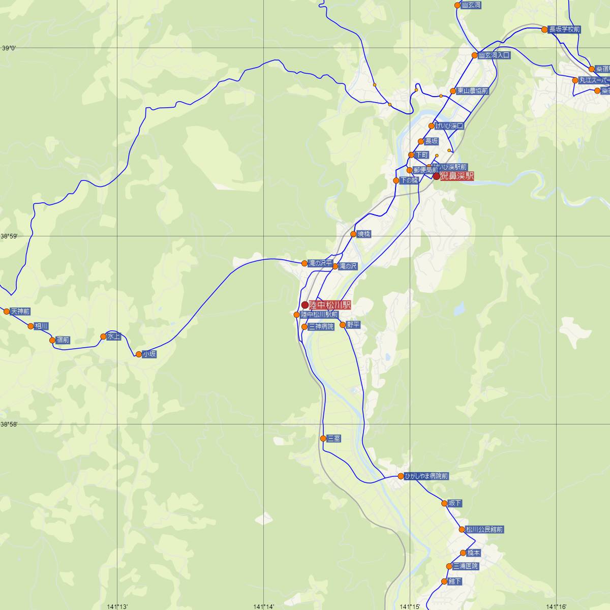 陸中松川駅（JR東日本）周辺のバス路線図