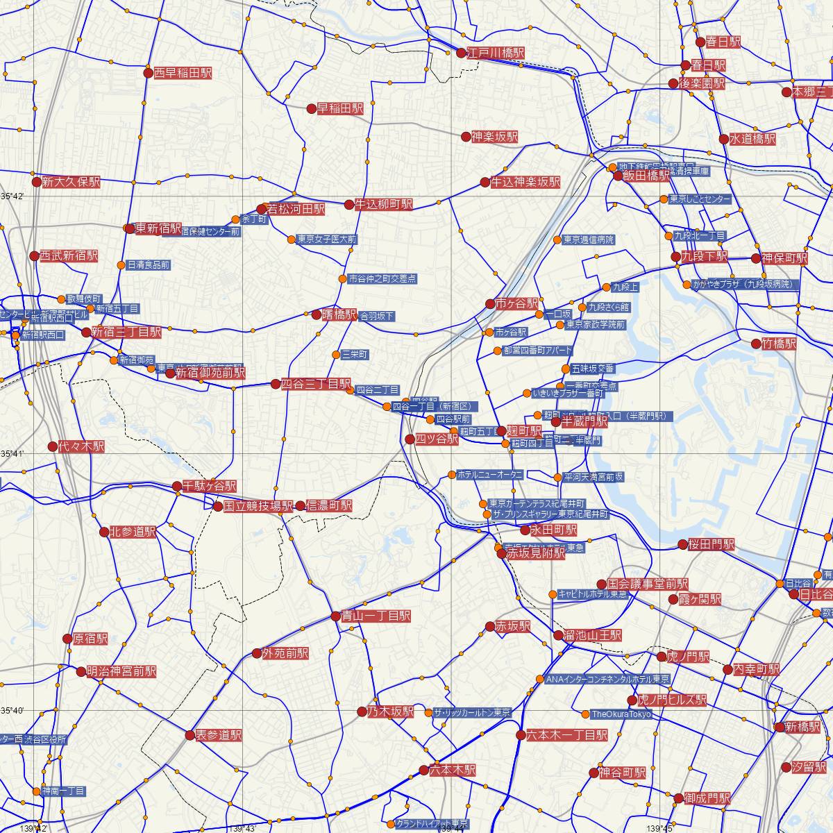 四ツ谷駅（JR東日本）周辺のバス路線図