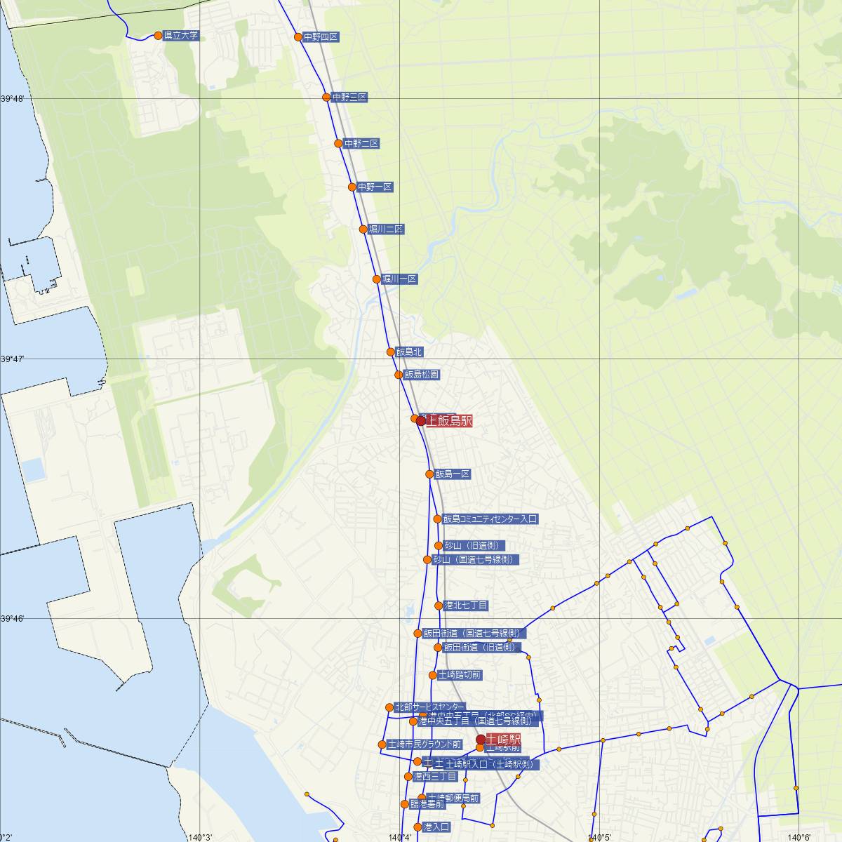 上飯島駅（JR東日本）周辺のバス路線図