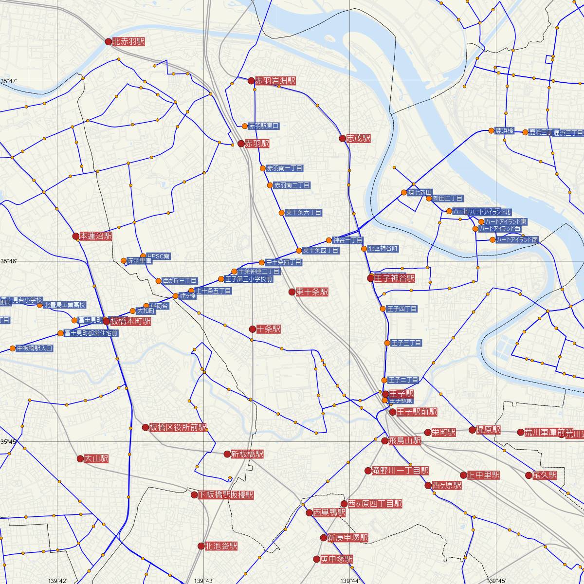 東十条駅（JR東日本）周辺のバス路線図