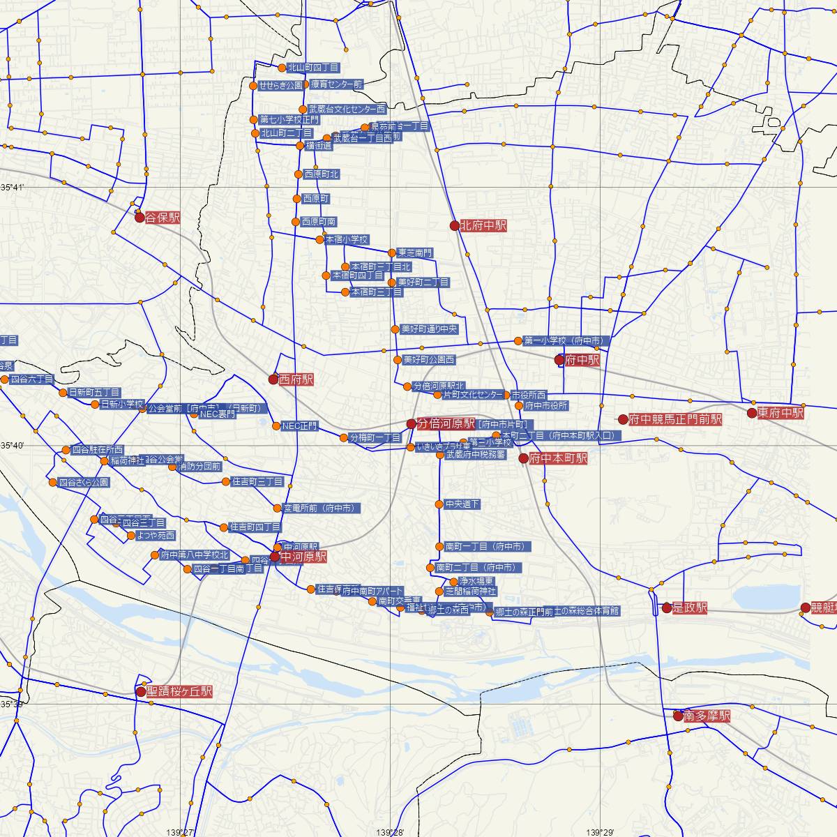 分倍河原駅（JR東日本）周辺のバス路線図