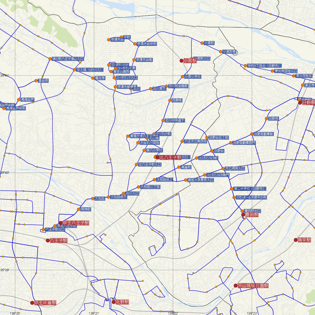 北八王子駅（JR東日本）周辺のバス路線図