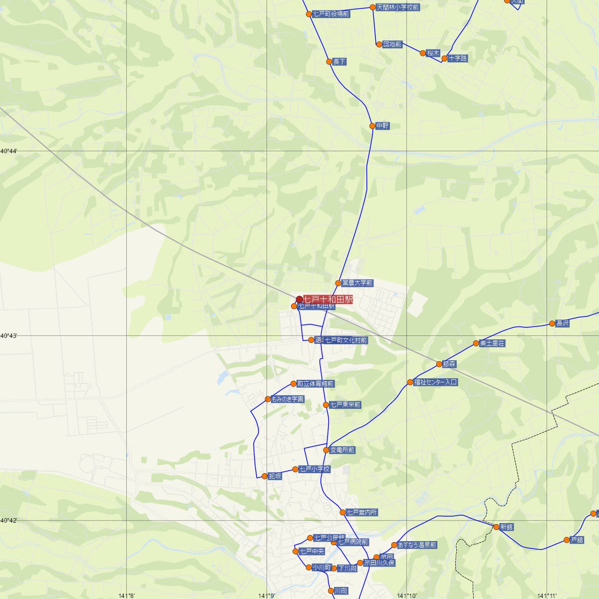 七戸十和田駅（JR東日本）周辺のバス路線図