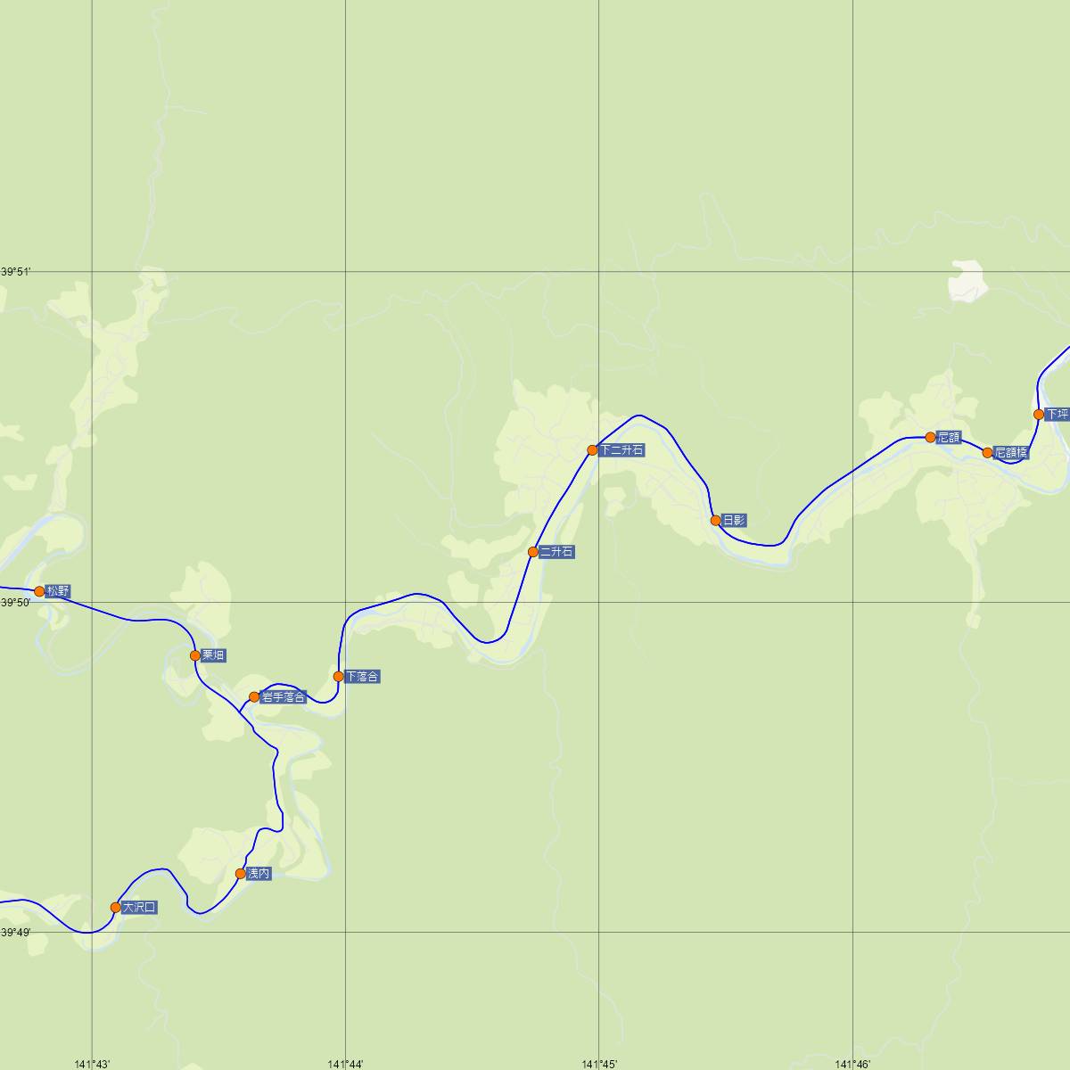 二升石駅（JR東日本）周辺のバス路線図