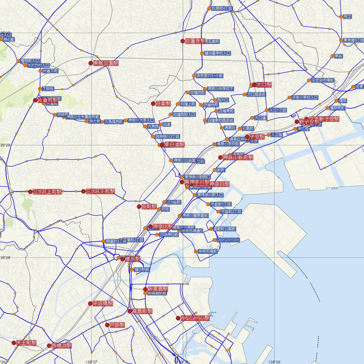 東神奈川駅（JR東日本）周辺のバス路線図