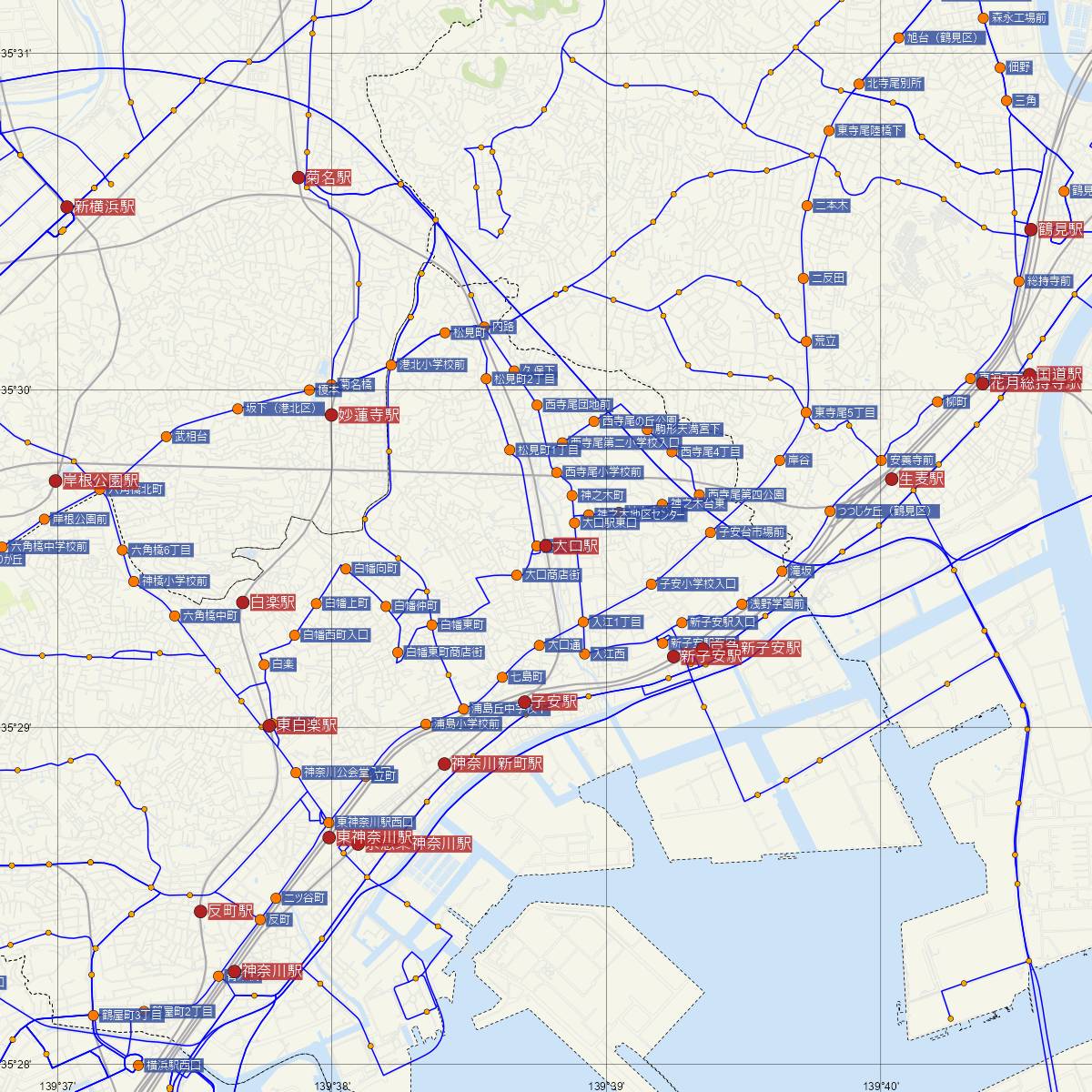 大口駅（JR東日本）周辺のバス路線図