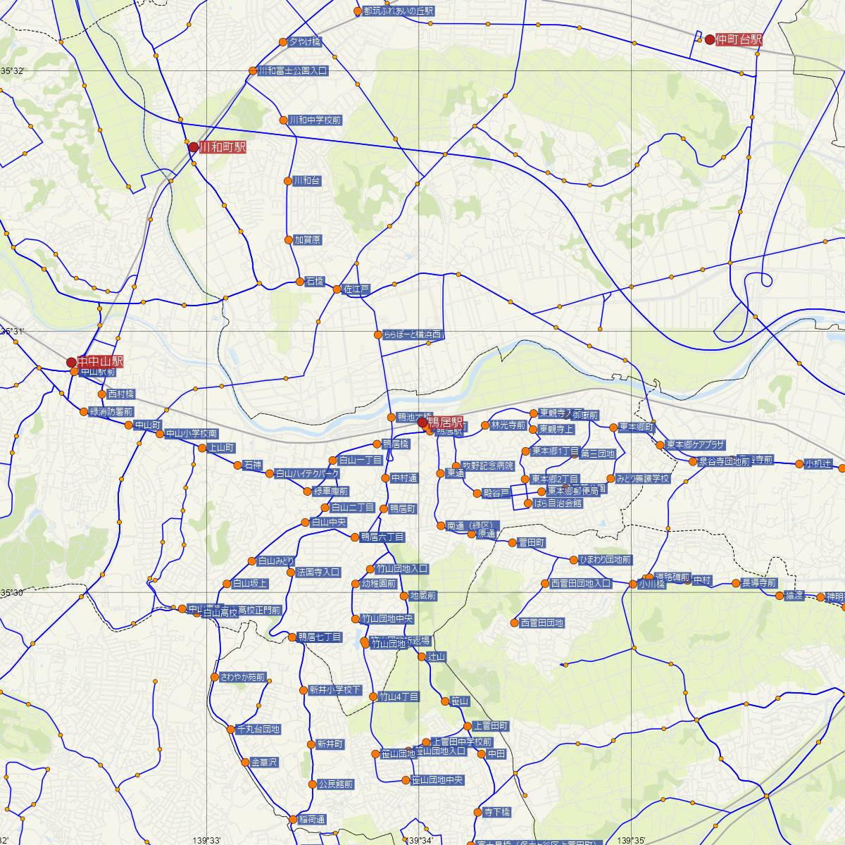 鴨居駅（JR東日本）周辺のバス路線図