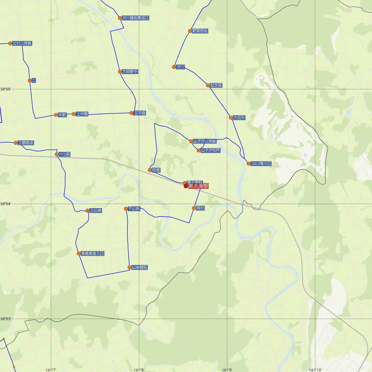 東大更駅（JR東日本）周辺のバス路線図