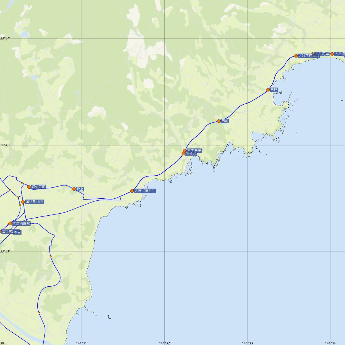 小金沢駅（JR東日本）周辺のバス路線図