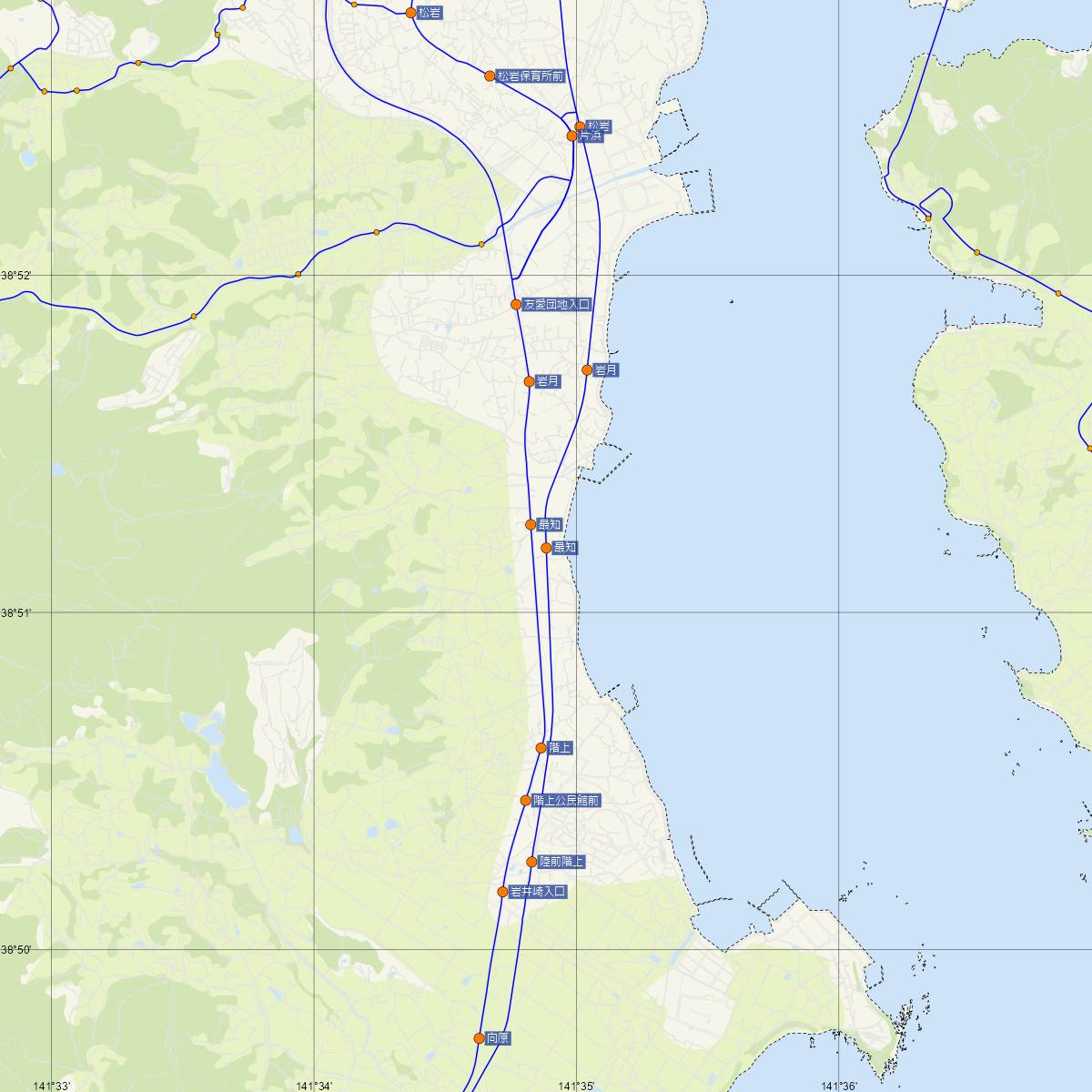 最知駅（JR東日本）周辺のバス路線図