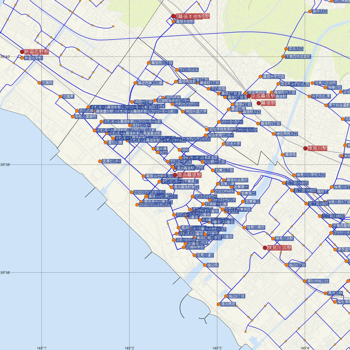 海浜幕張駅（JR東日本）周辺のバス路線図