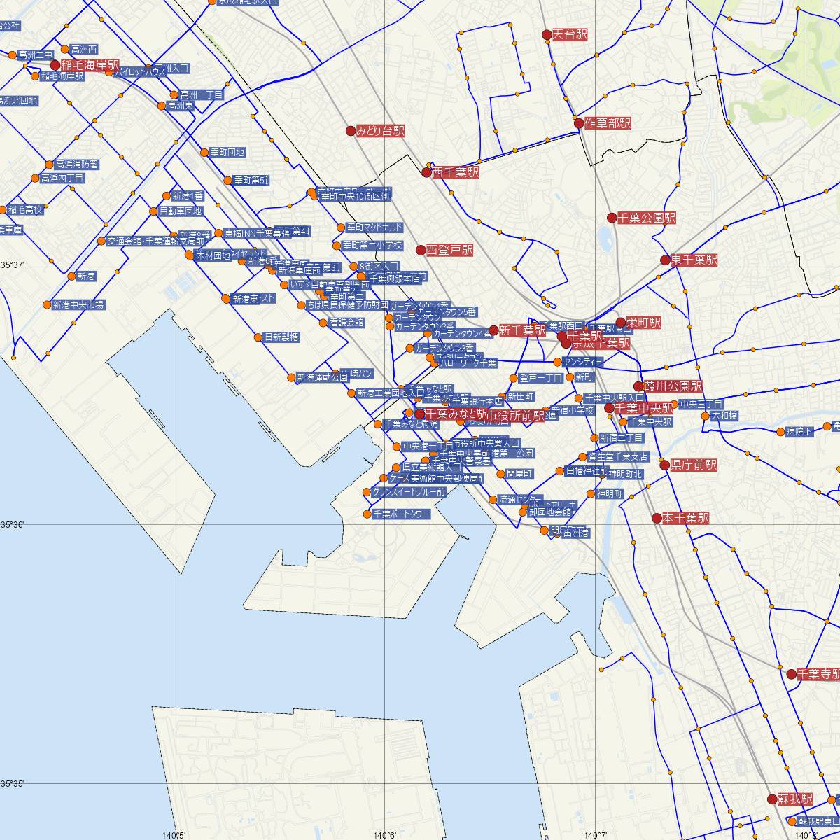 千葉みなと駅（JR東日本）周辺のバス路線図