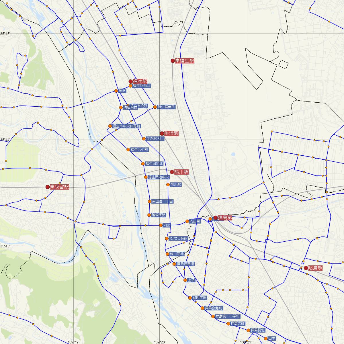 熊川駅（JR東日本）周辺のバス路線図